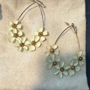 Floral Hoop Earrings in Cream and Gold